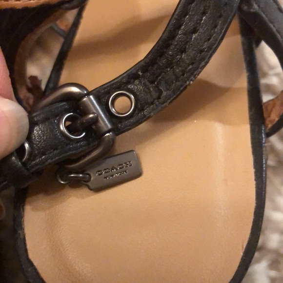 Coach Terry Black Leather Sandals Size 6.5 - Picture 10 of 10